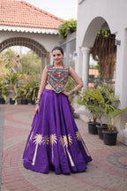 Vaidehi Roman Coconut Gota Lehenga with Kutchi Gamthi Embroidered Blouse