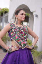 Vaidehi Roman Coconut Gota Lehenga with Kutchi Gamthi Embroidered Blouse