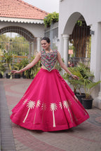 Vaidehi Roman Coconut Gota Lehenga with Kutchi Gamthi Embroidered Blouse