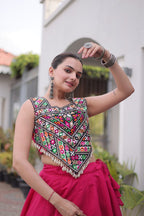 Vaidehi Roman Coconut Gota Lehenga with Kutchi Gamthi Embroidered Blouse
