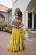 Vaidehi Roman Coconut Gota Lehenga with Kutchi Gamthi Embroidered Blouse
