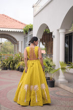 Vaidehi Roman Coconut Gota Lehenga with Kutchi Gamthi Embroidered Blouse