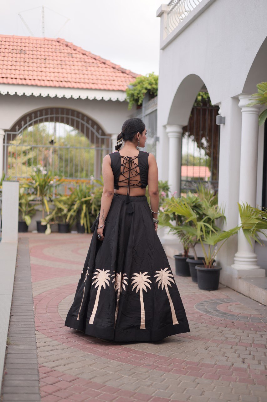 Vaidehi Roman Coconut Gota Lehenga with Kutchi Gamthi Embroidered Blouse
