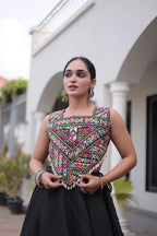 Vaidehi Roman Coconut Gota Lehenga with Kutchi Gamthi Embroidered Blouse