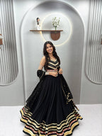 Garvika Pure Cotton Gamthi Mirror Work Lehenga Choli with Embroidered Dupatta