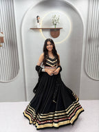 Garvika Pure Cotton Gamthi Mirror Work Lehenga Choli with Embroidered Dupatta