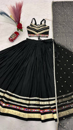 Garvika Pure Cotton Gamthi Mirror Work Lehenga Choli with Embroidered Dupatta