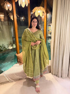 Yuvrika Vichitra Silk 5mm Sequins Embroidered Anarkali Suit with Pant & Organza Dupatta