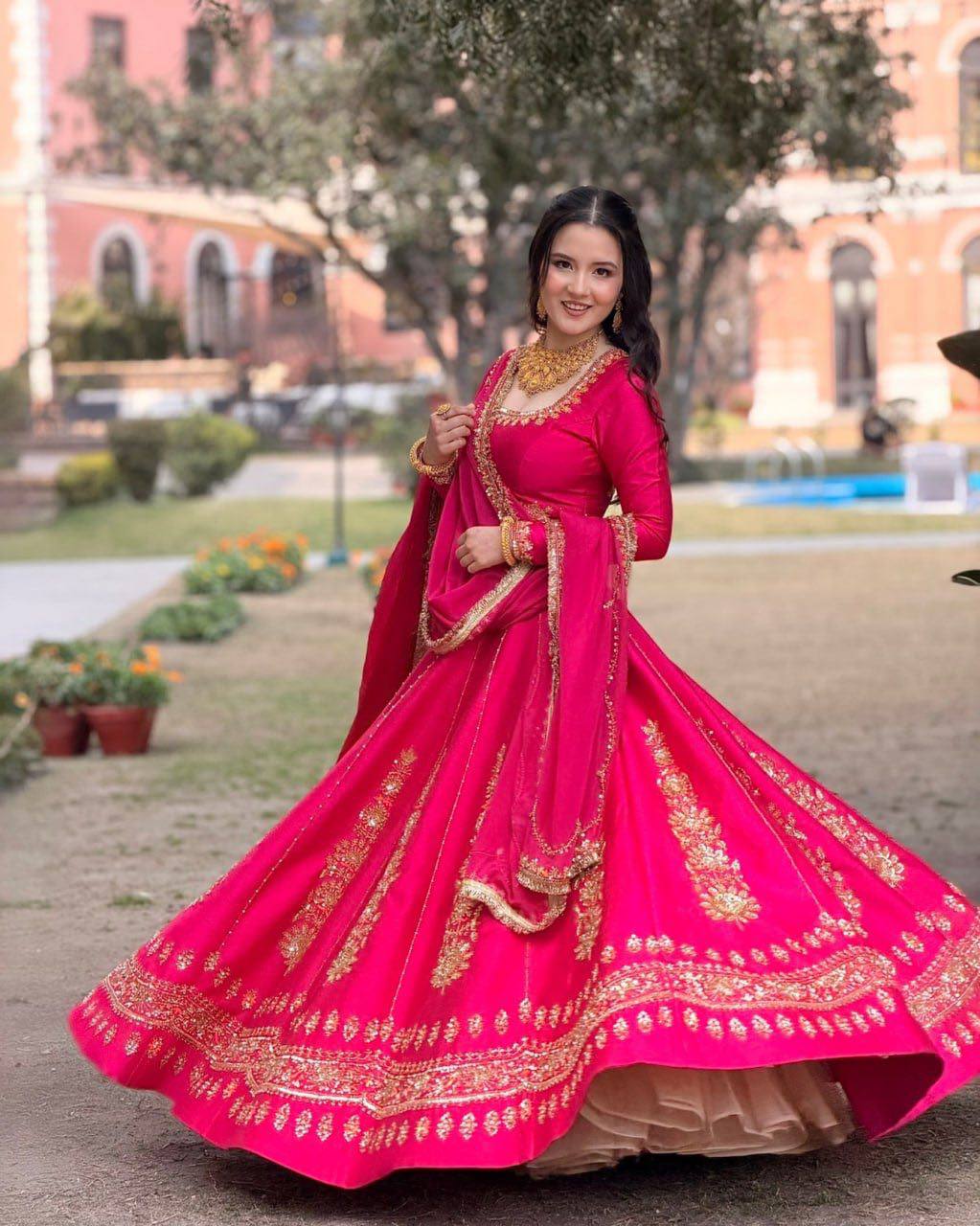 Zarisha Faux Georgette Real Mirror Embroidered Lehenga Choli with Dupatta Set