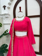 Zarisha Faux Georgette Real Mirror Embroidered Lehenga Choli with Dupatta Set
