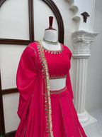 Zarisha Faux Georgette Real Mirror Embroidered Lehenga Choli with Dupatta Set