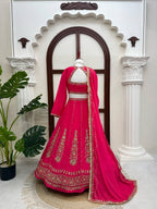 Zarisha Faux Georgette Real Mirror Embroidered Lehenga Choli with Dupatta Set