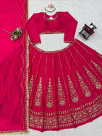Zarisha Faux Georgette Real Mirror Embroidered Lehenga Choli with Dupatta Set