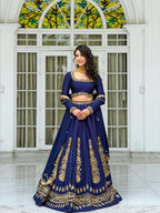 Zarisha Faux Georgette Real Mirror Embroidered Lehenga Choli with Dupatta Set