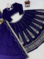 Zarisha Faux Georgette Real Mirror Embroidered Lehenga Choli with Dupatta Set