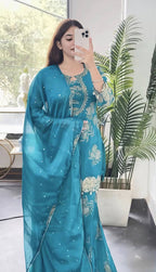 Kashvini Faux Georgette Digital Print Embroidered Sharara Suit with Dupatta