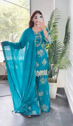 Kashvini Faux Georgette Digital Print Embroidered Sharara Suit with Dupatta