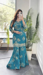 Kashvini Faux Georgette Digital Print Embroidered Sharara Suit with Dupatta