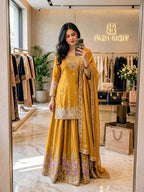 Navisha Chinon Silk Sequins Embroidered Sharara Suit with Dupatta