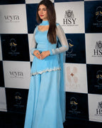 Saira Faux Georgette Embroidered Bootcut Palazzo Suit with Cutwork Detailing