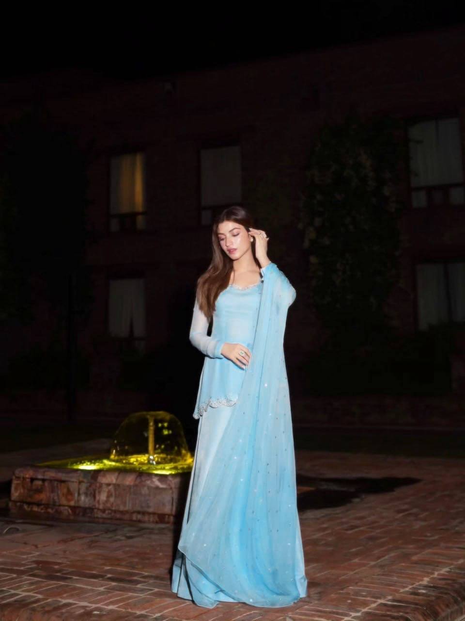 Saira Faux Georgette Embroidered Bootcut Palazzo Suit with Cutwork Detailing