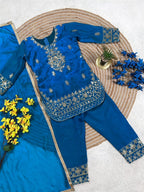 Zarvika GMY Silk Sequins Embroidered Palazzo Suit with Dupatta