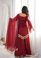 Zarisha Doremon Crush Mirror Lace Kurti Palazzo with Dupatta Set