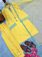 Aarini Natural Crepe Silk Embroidered Balloon Pant Suit with Organza Dupatta