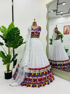 Zarisha Faux Georgette Real Mirror Embroidered Lehenga Choli with Dupatta Set