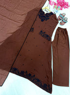 Meher Pure Satin Mul Chanderi Embroidered Kaftan with Palazzo & Dupatta Set