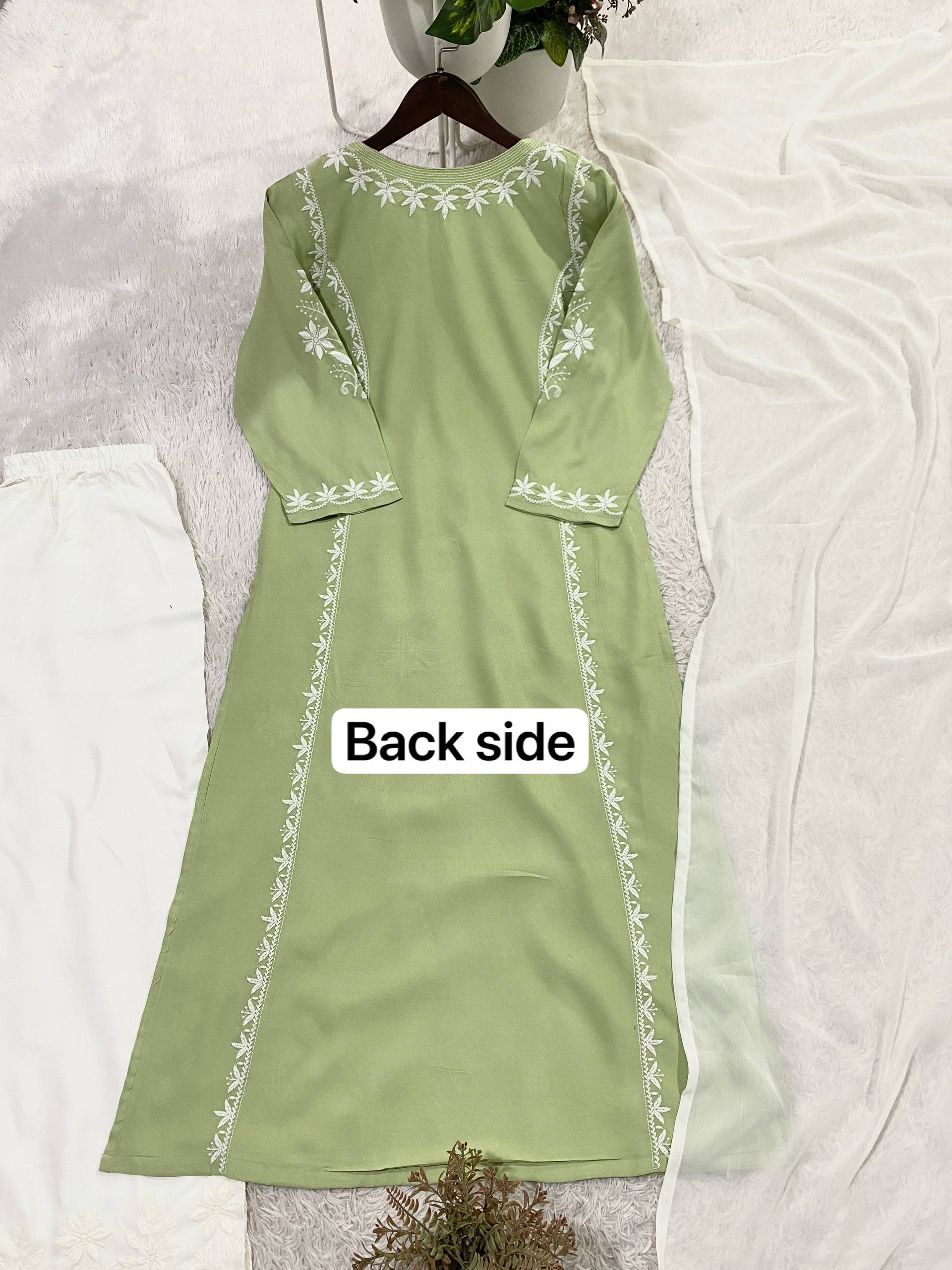 Designer Rayon Kurti Palazzo Set with Elegant Georgette Dupatta