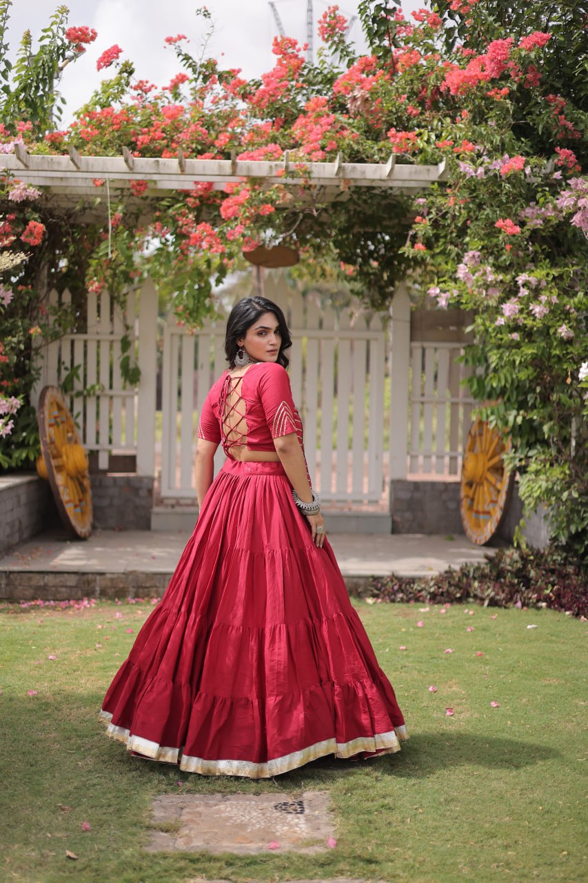 Garba Rang Designer Kora Cotton Kutchi Patchwork Navratri Lehenga Set