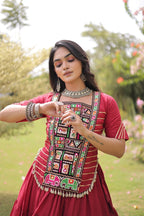 Garba Rang Designer Kora Cotton Kutchi Patchwork Navratri Lehenga Set