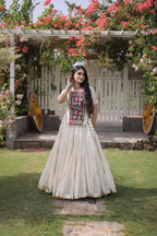 Garba Rang Designer Kora Cotton Kutchi Patchwork Navratri Lehenga Set