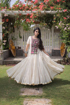 Garba Rang Designer Kora Cotton Kutchi Patchwork Navratri Lehenga Set