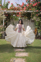 Garba Rang Designer Kora Cotton Kutchi Patchwork Navratri Lehenga Set