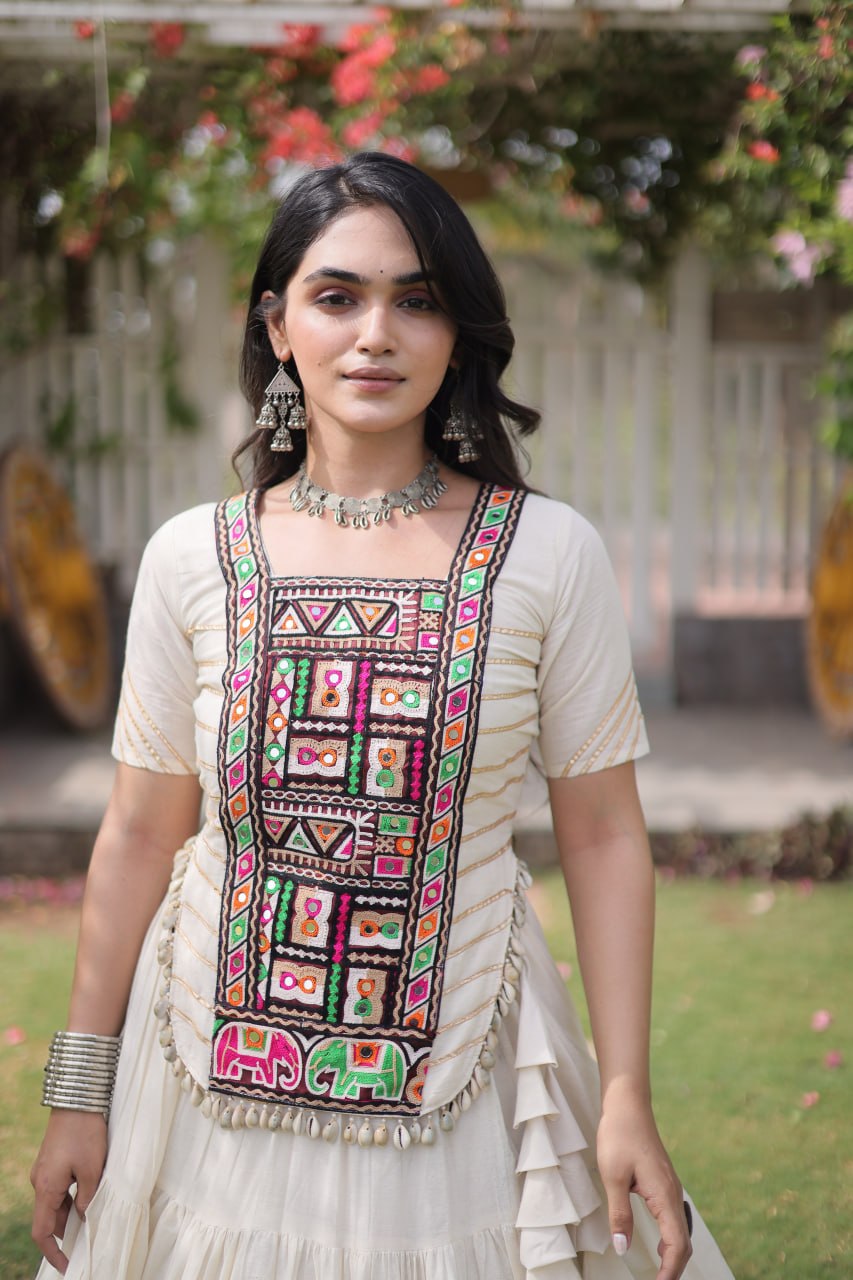 Nayantara Kora Cotton Kutchi Patchwork Lehenga Choli Set