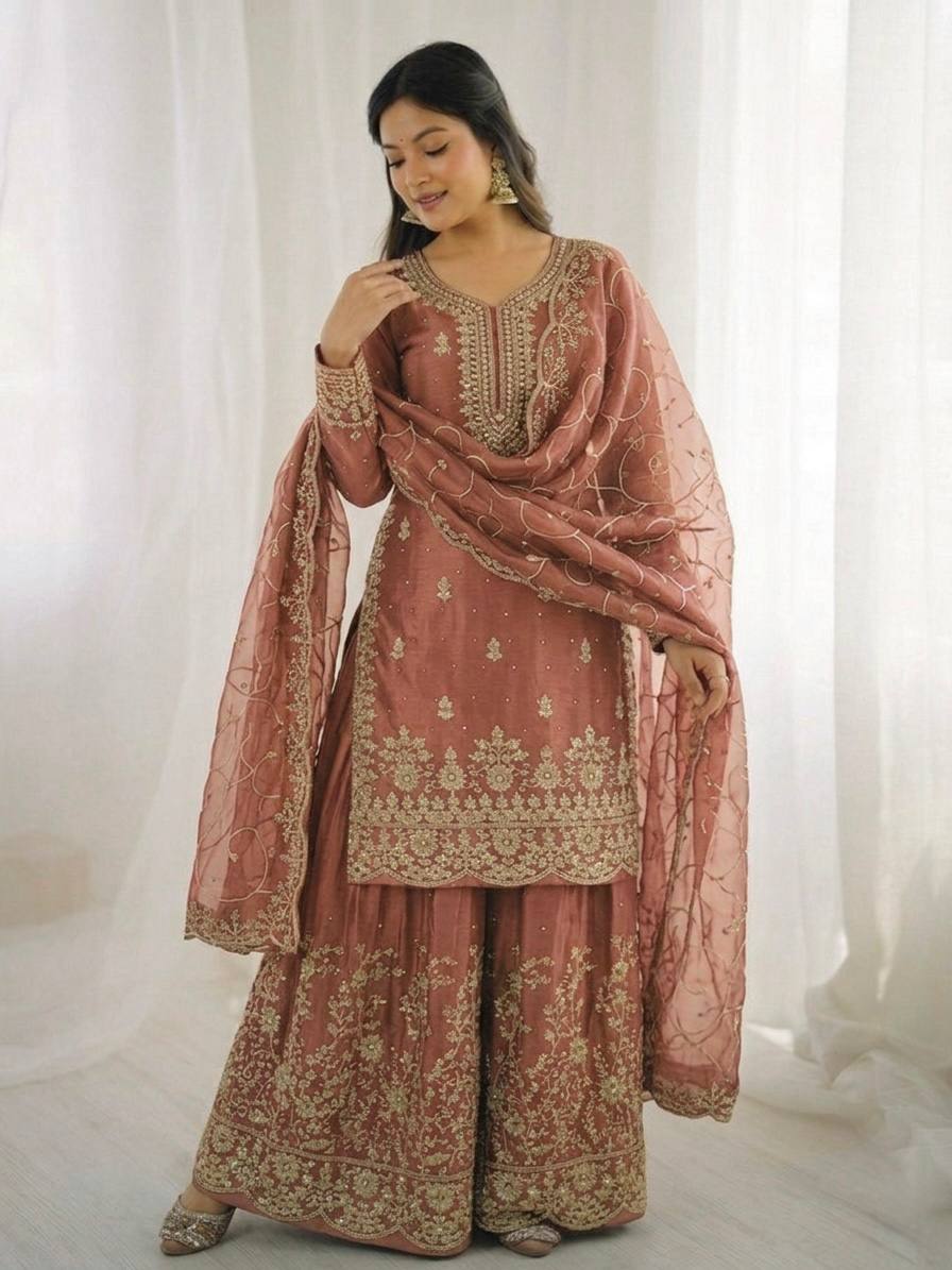 Luxury Mother Daughter Combo Set with Elegant Embroidery Work