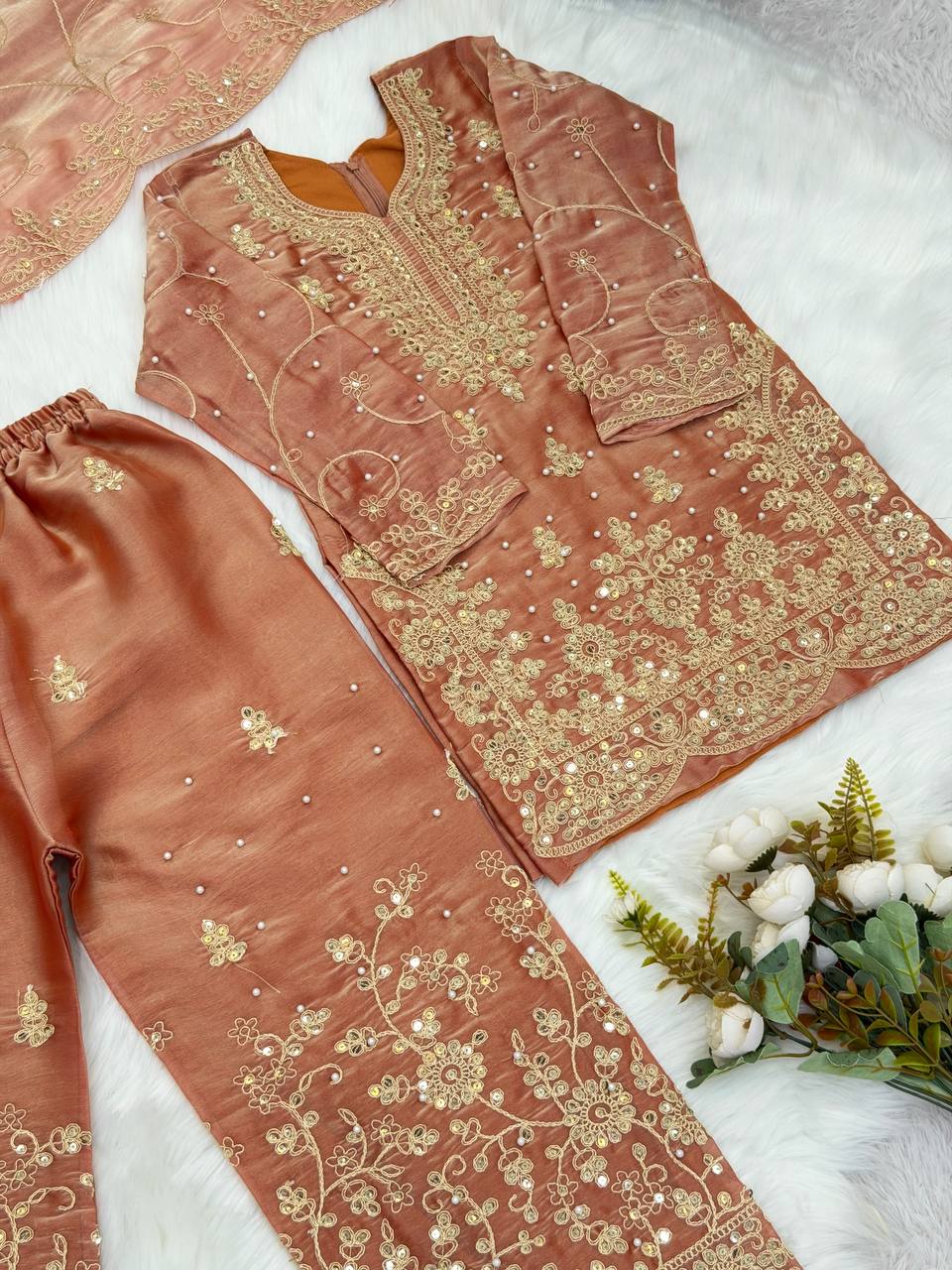 Luxury Mother Daughter Combo Set with Elegant Embroidery Work