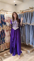 Premium Embroidered Dhoti Suit Set with French Crepe Fabric