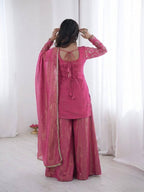 Pure Fendy Silk Palazzo Set with Heavy Embroidery Sequence Work