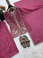 Pure Fendy Silk Palazzo Set with Heavy Embroidery Sequence Work