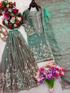 Yashvika ZMY Chu Silk Sequins Embroidered Sharara Suit with Dupatta