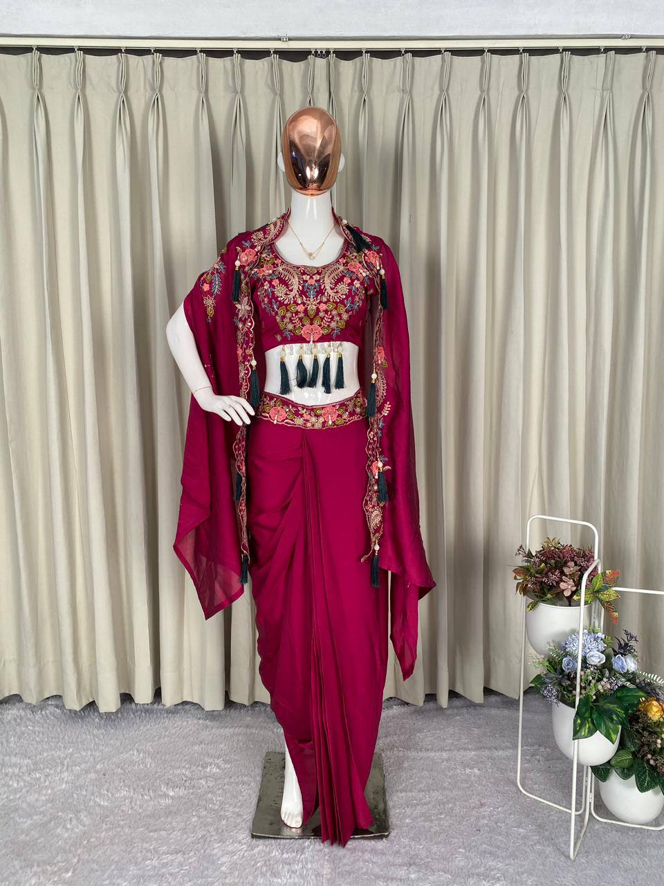 Designer Ethnic Dhoti Set with Sequence Embroidery Work