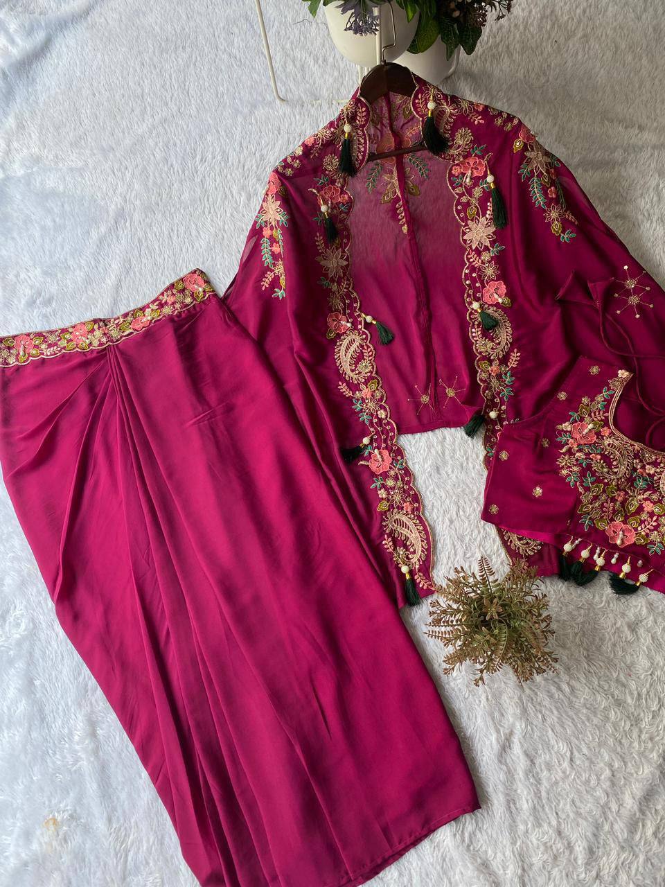Designer Ethnic Dhoti Set with Sequence Embroidery Work