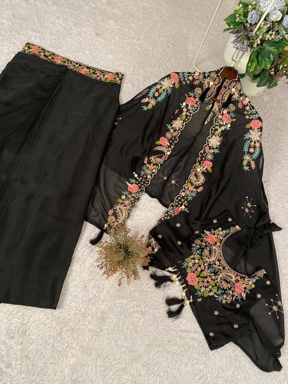 Designer Ethnic Dhoti Set with Sequence Embroidery Work