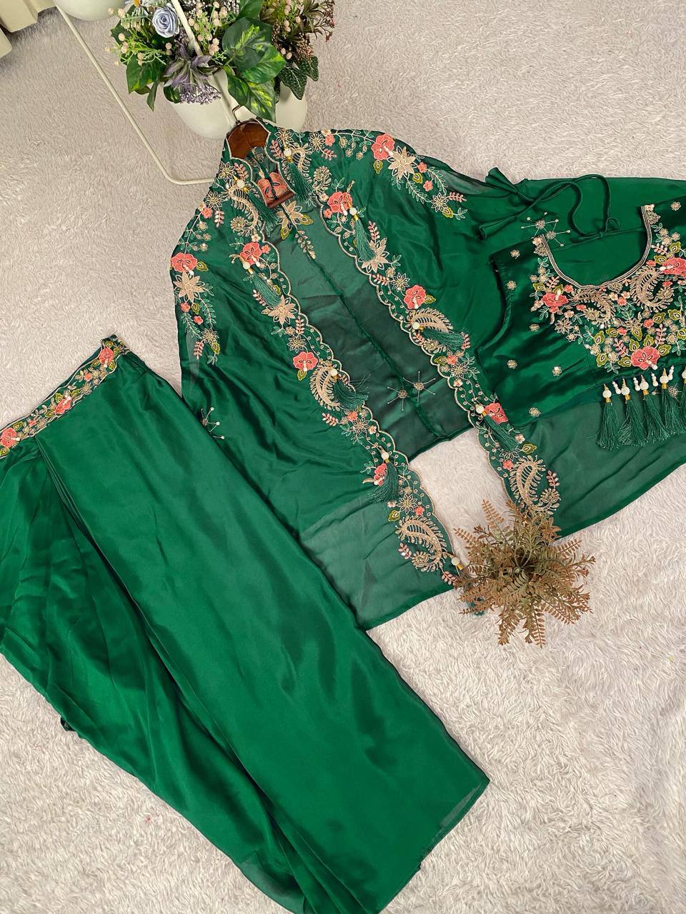 Designer Ethnic Dhoti Set with Sequence Embroidery Work