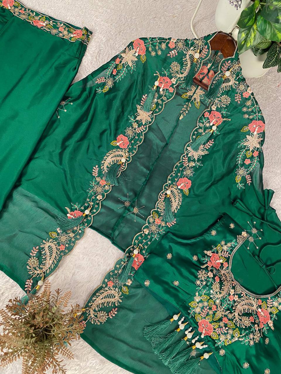 Designer Ethnic Dhoti Set with Sequence Embroidery Work