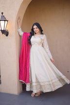 Wedding Ready Cosmos Gown with Designer Lace Border Dupatta