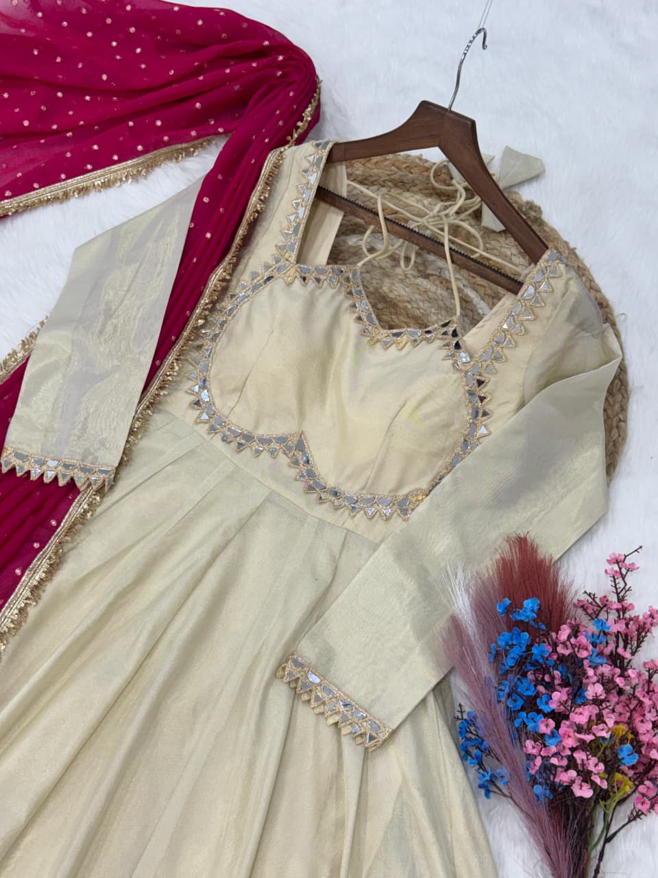 Wedding Ready Cosmos Gown with Designer Lace Border Dupatta